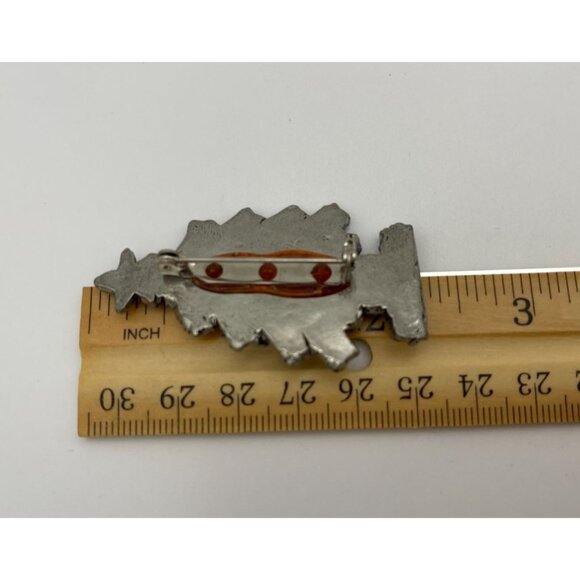 Silver Tone Christmas Tree Presents Brooch 2.5" - Picture 8 of 8